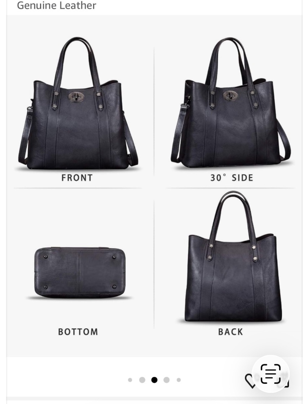 LRTO Black Leather Satchel/Tote/Crossbody Bag